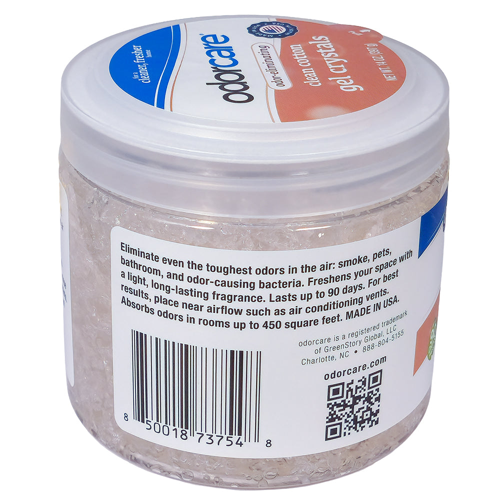 OdorCare Clean Cotton Gel Crystal Odor Absorber and Air Freshener, 14 oz