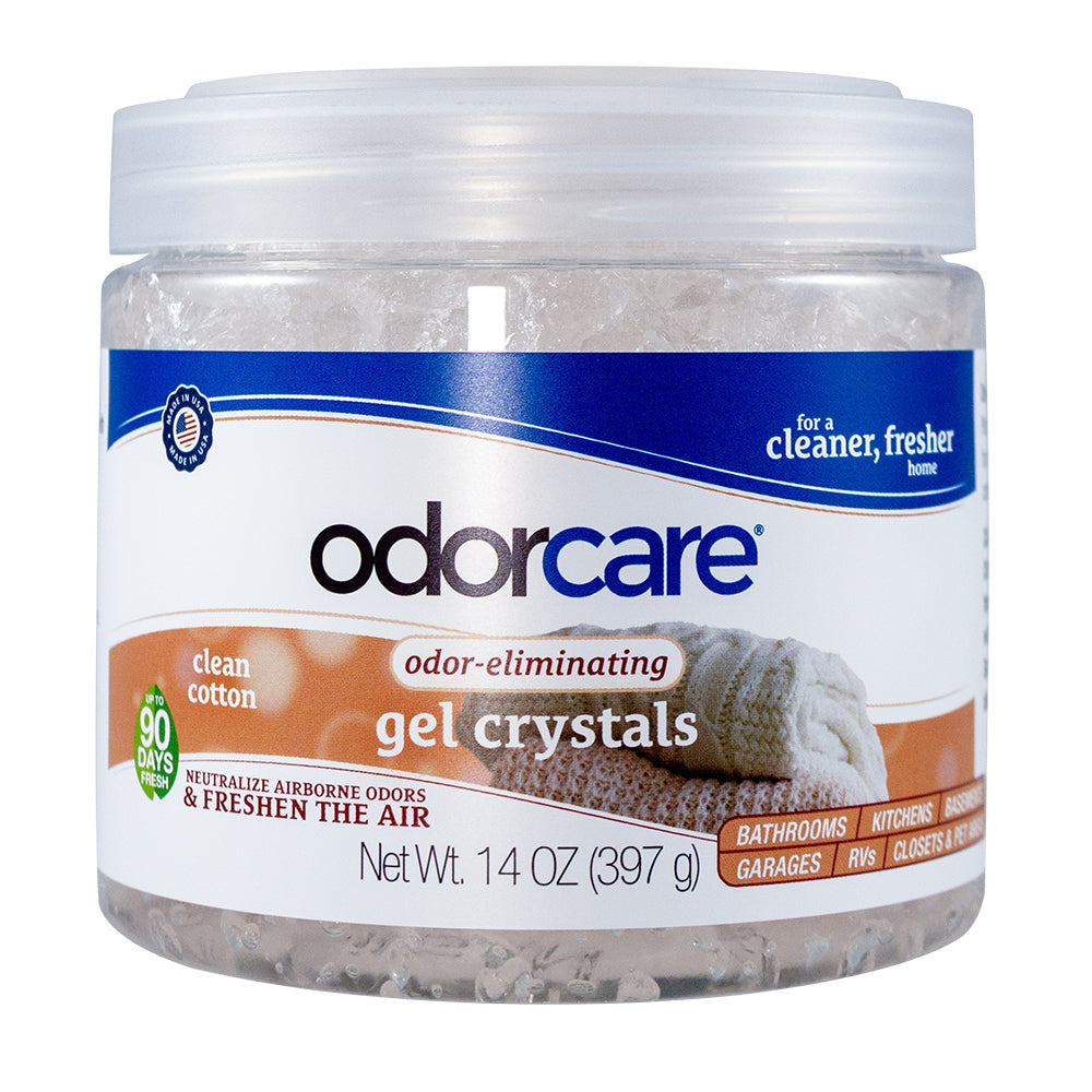 OdorCare Clean Cotton Gel Crystal Odor Absorber and Air Freshener, 14 oz