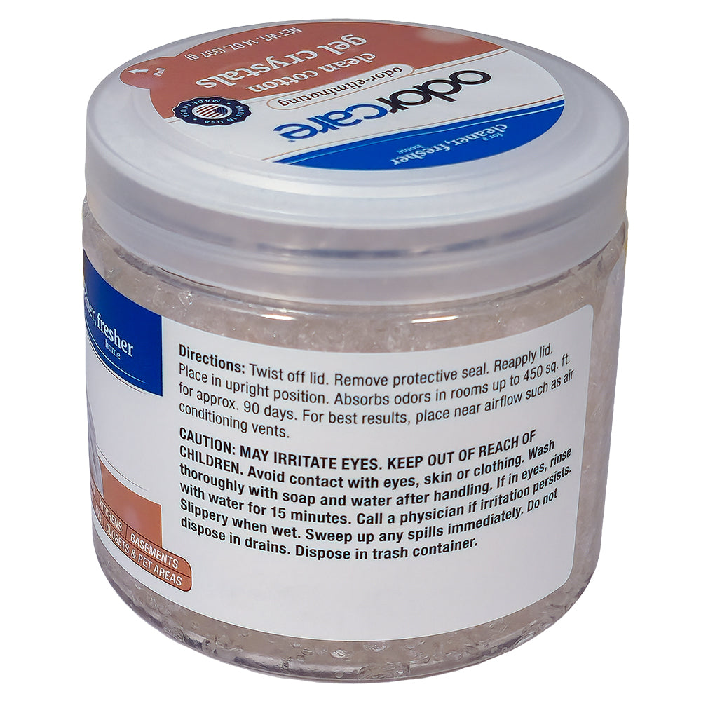 OdorCare Clean Cotton Gel Crystal Odor Absorber and Air Freshener, 14 oz