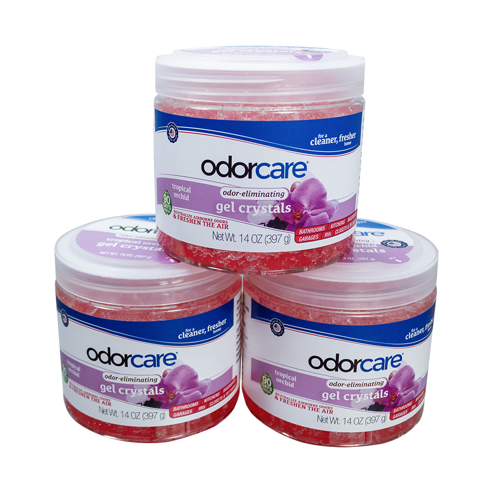 OdorCare Tropical Orchid Gel Crystal Odor Absorber and Air Freshener, 14 oz